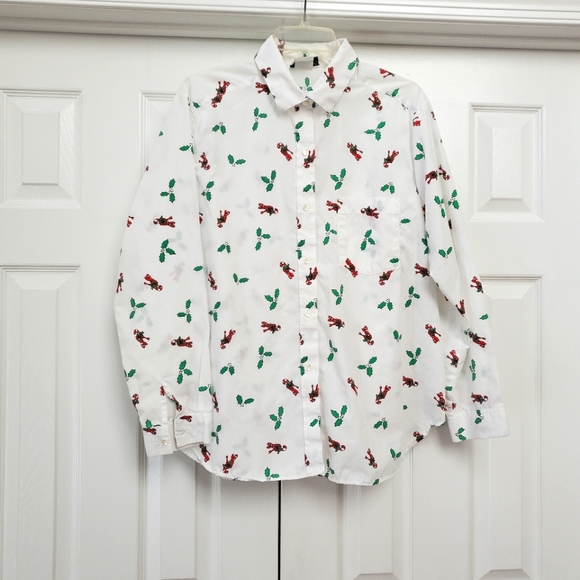 Vintage Maggie Street White Christmas Blouse - Picture 1 of 6